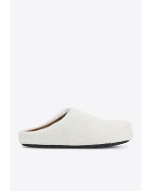 Marni Fussbett Calf Hair Sabot Mules - White