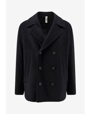Hevò Orno Double-Breasted Peacoat - Black