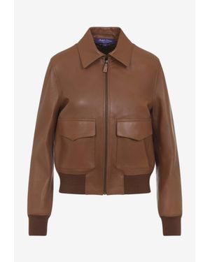 Ralph Lauren Sullivan Leather Zip-Up Jacket - Brown