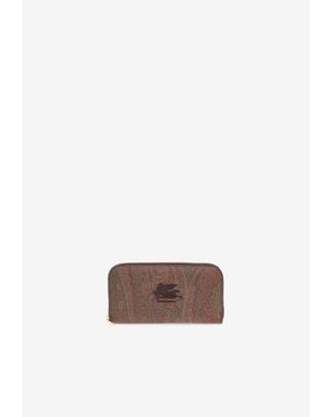 Etro Paisley Jacquard Zip-Around Wallet - White