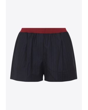 Miu Miu Pinstriped Virgin Wool Shorts - Blue