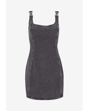 Marine Serre Moon Laser Denim Mini Dress - Grey