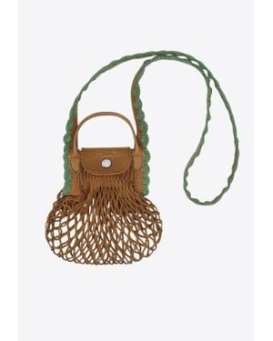 Longchamp Xs Le Pliage Mesh Top Handle Bag - White