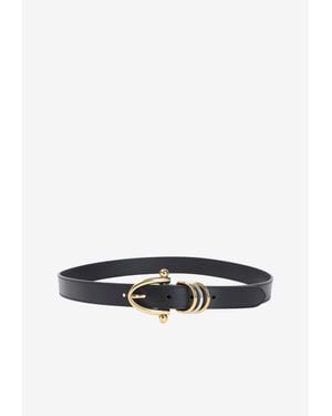 Chloé Sculptural Horseshoe Buckle Leather Belt - White