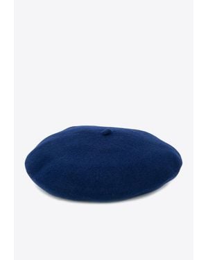 Celine Robert Knitted Wool Beret Hat - Blue