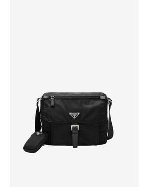 Prada Triangle Logo Re-Nylon Crossbody Bag - Black