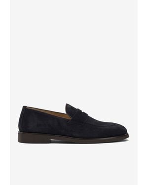 Brunello Cucinelli Suede Penny Loafers - Black