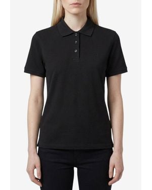 Saint Laurent Cassandre Embroidered Polo T-Shirt - Black