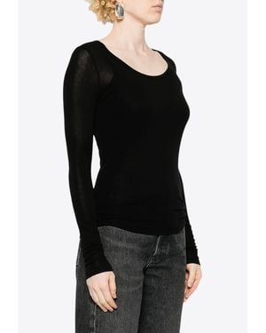 Agolde Corey Scoop-Neck Sheer Top - Black