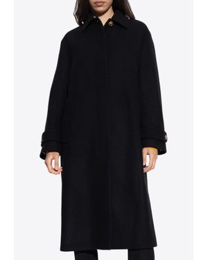 Versace Single-Breasted Wool Coat - Black