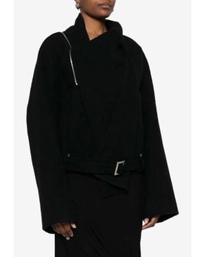 Rick Owens Scarf Flight Biker Jacket - Black