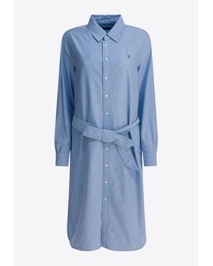 Polo Ralph Lauren Oxford Midi Shirt Dress - Blue