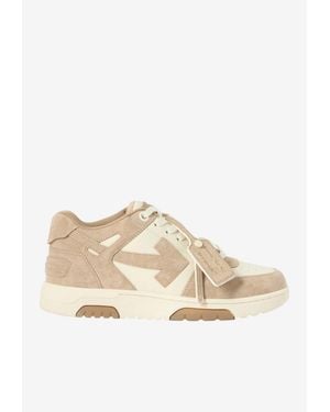 Off-White c/o Virgil Abloh Out Of Office Suede And Leather Trainers - Natural