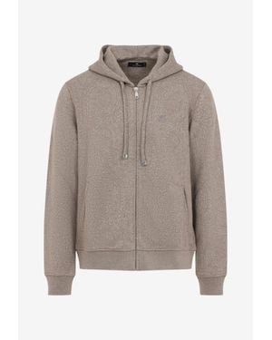 Etro Paisley Jacquard Zip-Up Hooded Sweatshirt - Grey