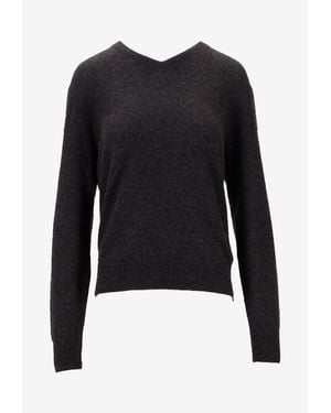 Saint Laurent Cashmere Knit V-Neck Sweater - Black
