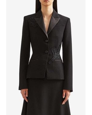 Erdem Embellished Fitted Blazer - Black