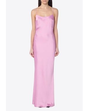 ANDAMANE Ninfea Draped Satin Maxi Dress - Pink
