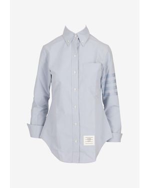 Thom Browne 4-Bar Stripes Long-Sleeved Shirt - White
