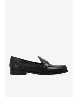 Tory Burch Logo-Engraved Leather Loafers - Black