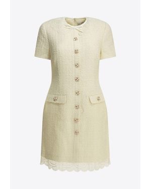 Self-Portrait Bouclé Mini Dress - Natural