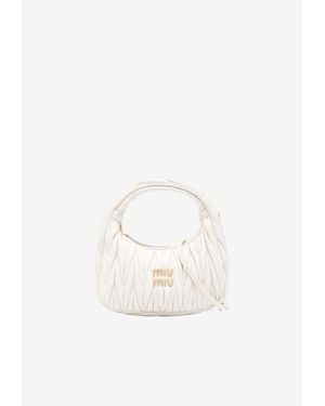 Miu Miu Wander Matelassé Hobo Bag - White