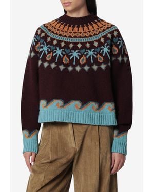 Alanui Fair Isle Palm And Wave Virgin Wool Sweater - Multicolour