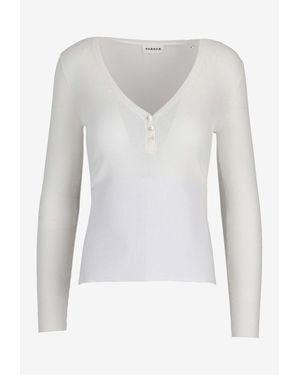 P.A.R.O.S.H. Cipria V-Neck Ribbed Top - White