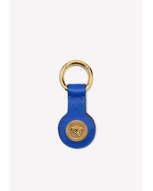Versace Medusa Leather Keychain - Blue