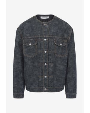 Lanvin Collarless Denim Jacket - Black