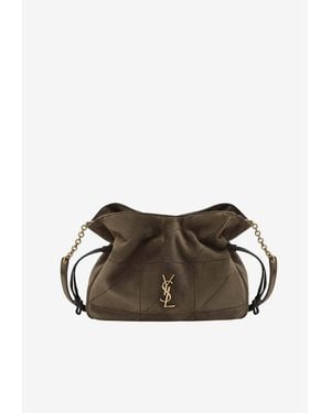 Saint Laurent Jamie Suede Quilted Pouch Bag With Chain Strap - Brown