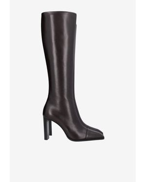 Saint Laurent Venetia 95 Leather Knee-High Boots - Black