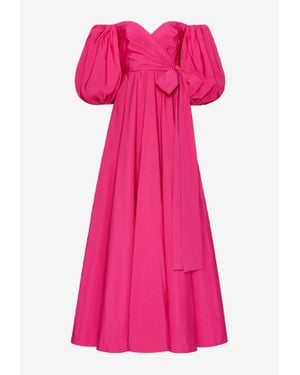 Valentino Off-Shoulder Micro Faille Evening Gown - Pink