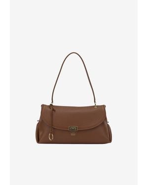 Ferragamo Medium Gancini Grained Leather Shoulder Bag - White