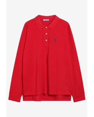 Prada Logo Embroidered Long-Sleeved Polo T-Shirt