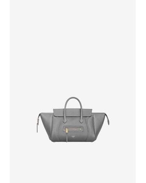 Celine Little Luggage Grained Leather Shoulder Bag - Grey