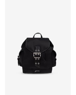 Ganni Small Bucky Backpack With Logo Plaque - Black