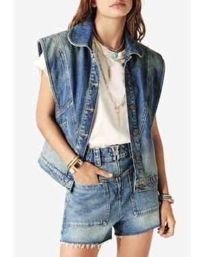 Ba&sh Max Vest With Embroidered-Logo - Blue