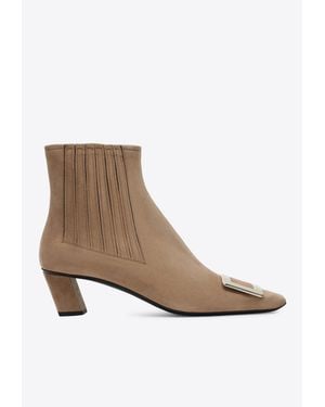 Roger Vivier Belle Vivier 45 Suede Ankle Boots - Brown