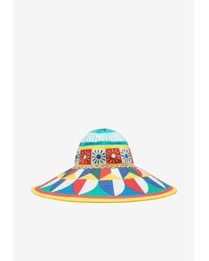 Dolce & Gabbana Geometric Print Sun Hat - White