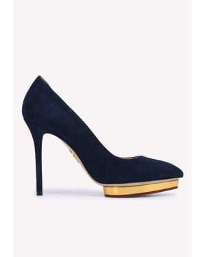 Charlotte Olympia Debbie 110 Suede Pointed Pumps - Blue