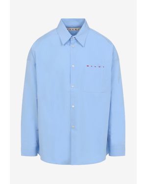 Marni Logo-Pocket Long-Sleeved Shirt - Blue