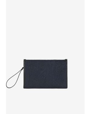 Etro Large Jacquard Pouch Bag - Blue