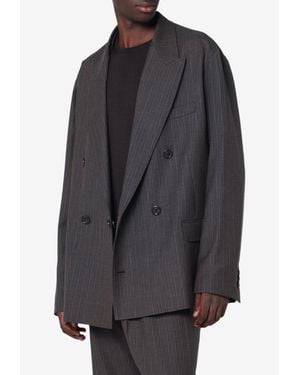 Our Legacy Halt Double-Breasted Striped Blazer - Gray
