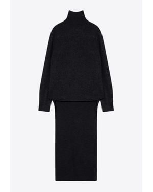 Givenchy Wool-blend Turtleneck Dress in Black | Lyst