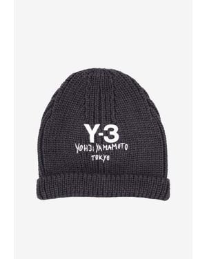 Y-3 Chunky Knit Wool Beanie - Blue