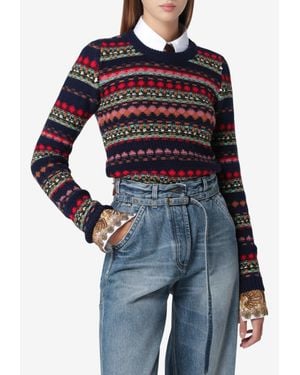 Dries Van Noten Fair Isle Jacquard Wool Sweater - Blue
