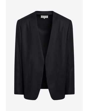 Maison Margiela Minimal Collarless Virgin Wool Jacket - Black
