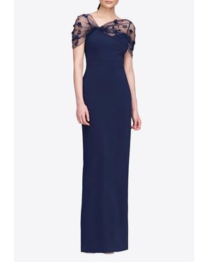 THEIA Sophia Beaded Shawl Gown - Blue