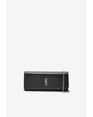 Saint Laurent Kate Leather Chain Clutch - White
