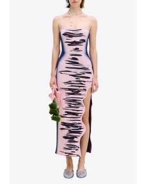 Ph5 Iris Ocean-Print Maxi Tank Dress - Red